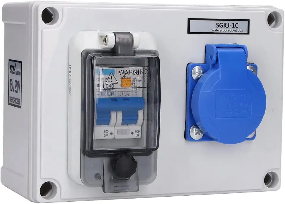 ABS Steckdose 200-250V 10-16A IP54 Wasserdicht mit RCD-Schutzschalter für Innen- und Außenbereiche