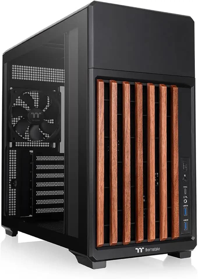 Thermaltake TR300 WS; Wood Trim; Mid Tower; 1x120mm PWM Fan Included; ATX/mATX/mITX Support; 360mm Radiator Support; 410mm GPU Clearance; 165mm Air Cooler Clearance; Black; CA-11M-00M1WN-WS
