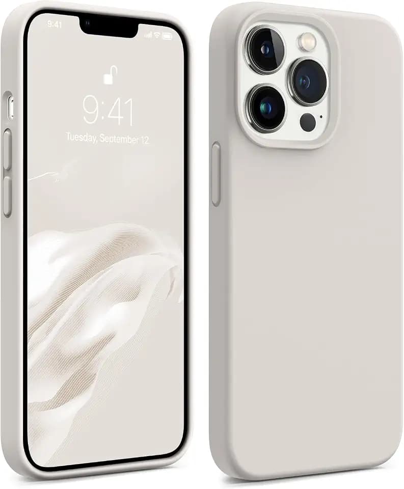 AOTESIER Magnetic for iPhone 13 Pro Max Case, [Compatible with MagSafe] [Military Shockproof Protection] Silicone Phone Case with Soft Anti-Scratch Microfiber Lining, 6.7 inch, Stone