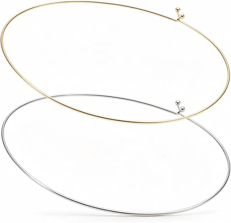 UNICRAFTALE 2Pcs 2 Colors 304 Stainless Steel Choker Necklaces Wire Wrap Collar Necklaces for Women Gold Open Choker Necklace Metal Plain Chocker Collar Necklace for DIY Jewelry Making 4mm Ball
