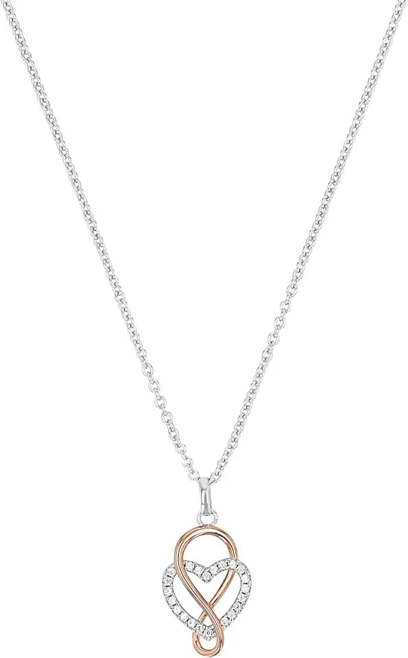 Tom Tailor Kette mit Anhänger für Damen, Sterling Silber 925, mit Zirkonia, 42+3 cm, Bicolor, Herz, Geschenkidee, Halsschmuck, Damenschmuck, 2100582