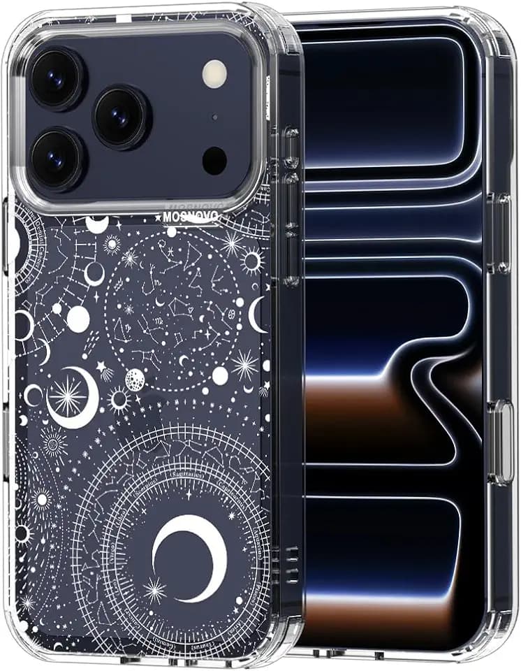 MOSNOVO for iPhone 17 Pro Case | Military Grade 6.6ft Drop Tested | Camera Control | Clear with Constellation Design