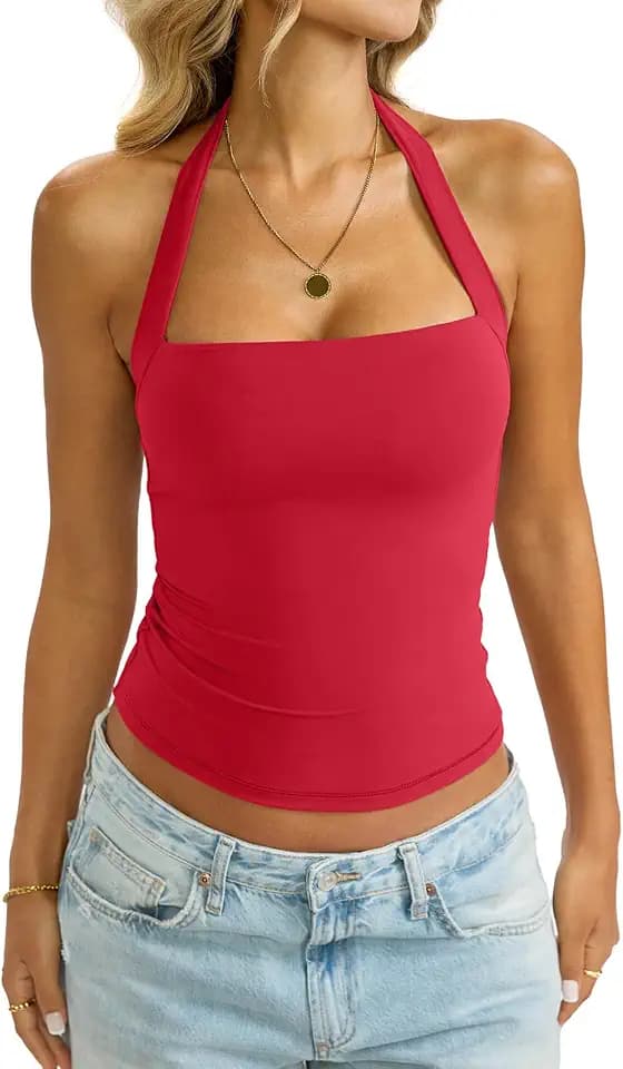 EasyGala Womens Double Lined Halter Top Cute Summer Going Out Tank Y2k