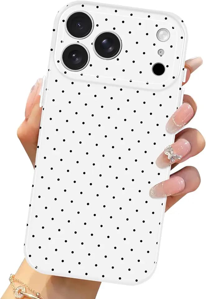 For iPhone 18 Pro Max Case / 17 Pro Max Case Cute Polka Dot Cover, White