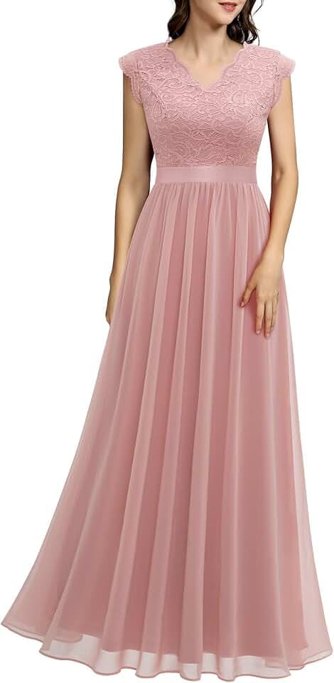 Dressystar Damen Abendkleid Lang Elegant für Hochzeit Maxi Ballkleider