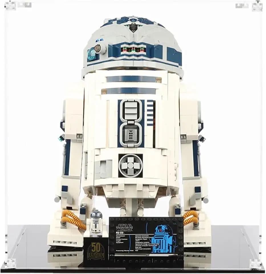 Vitrine aus Acryl für LEGO 75308/75379 R2D2, staubdichte Vitrine für Modellbau und Sammlung (nur Vitrine)