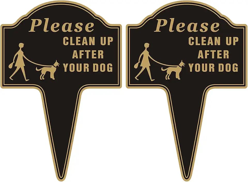 Clean Up After Your Dog Sign, Yuntarda 2-Pack 10”x14” No Poop Signs for Lawn No Pooping Dog Signs For Yard with Stake Double Sided Yard Sign Easy Install for Outdoor Use