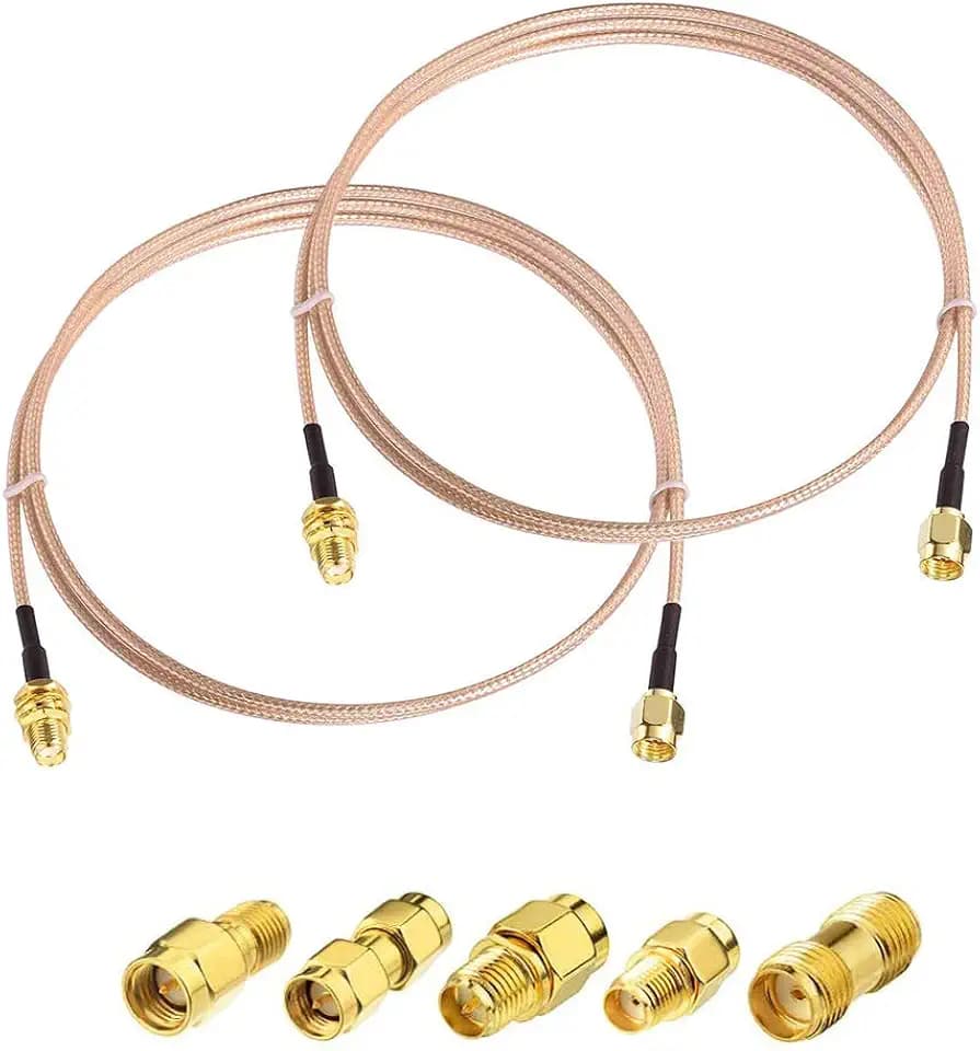 Superbat Male to Female RF Coaxial Coax Cable - 12inches & 5 Piece Adapter Kit (SMA, SMA/RPSMA) for WiFi, Ham Radio, GPS, 3G/4G LTE Antenna, LNA