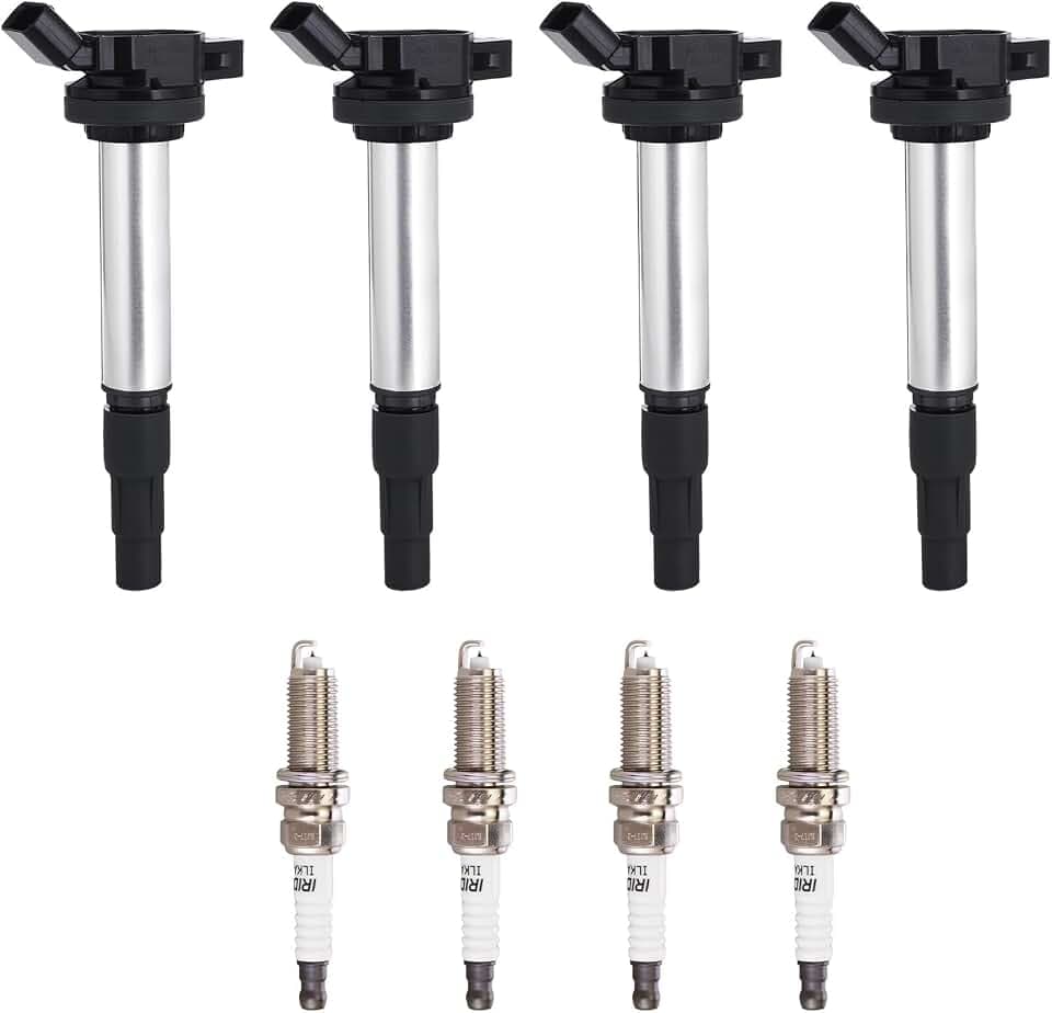 BDELI Ignition Coil Pack UF596 & Double Iridium Spark Plug 4912, 1.8L L4