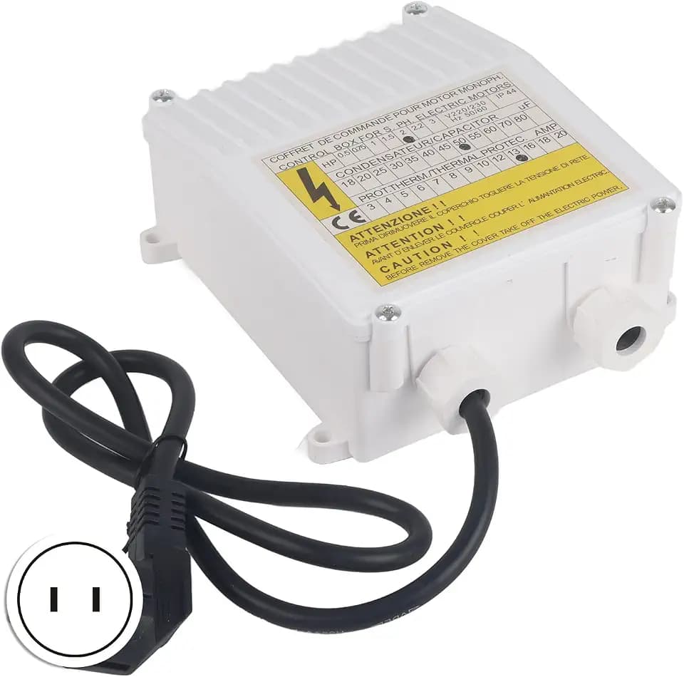 Control Box for Deep Well & Submersible Pumps - External Controller (1.5KW, 50uf, 13A, US Plug, 110V)