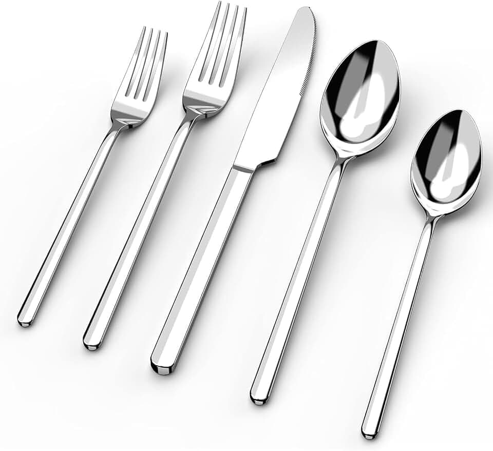 HIKAA Besteck Set 12 Personen, 60 Teiliges 18/10 hochwertigem Bestecksets