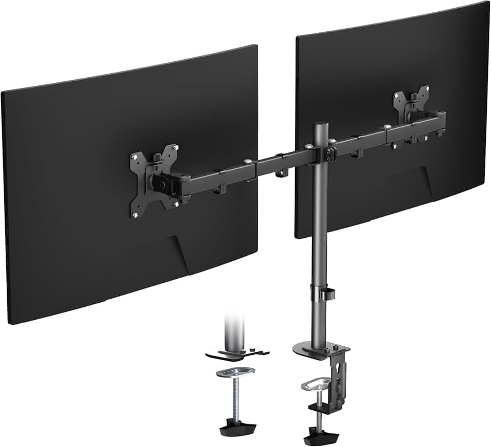 Pholiten Dual Monitor Mount for 2 Screens up to 32 Inches and 22lbs Each