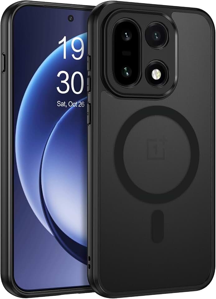 VENINGO Magnetische Schutzhülle für OnePlus 15, verbessert, 4,2 m Schutz in Militärqualität, passend für MagSafe, dünn, durchscheinend, matt, stoßfest, für OnePlus 15, Schwarz