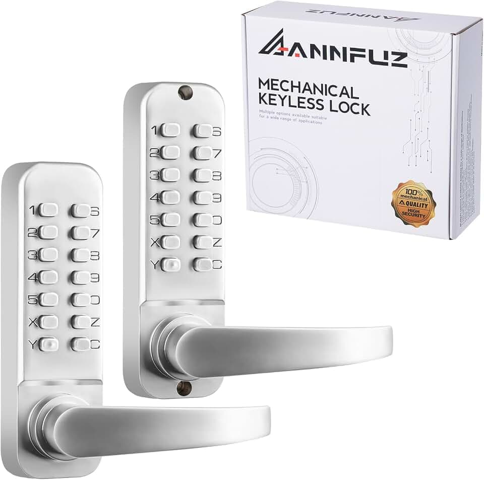 Mechanical Double-Sided Keypad Keyless Entry Door Lever Lock,Chrome