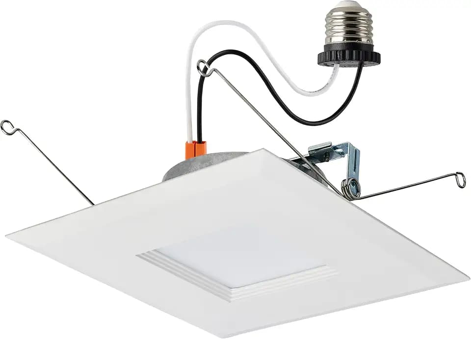 Satco LED Retrofit Downlight with Stepped Baffle, CCT Selectable 2700K/3000K/3500K/4000K/5000K, 5-6 Inch Square, White, 8-Pack