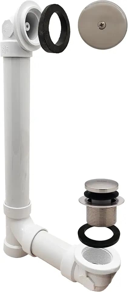 Westbrass Tip-Toe Sch. 40 PVC Bath Waste with One-Hole Elbow, Satin Nickel, D49321-07