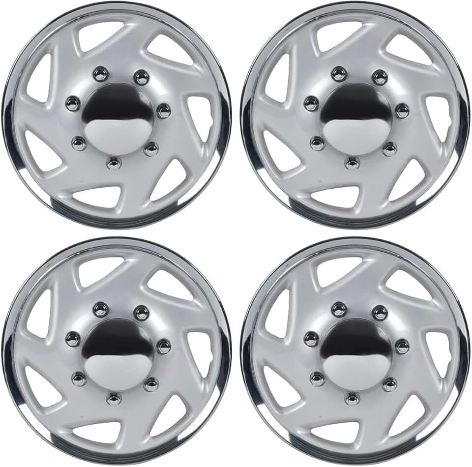 BDK 4-Pack Premium 16" Wheel Rim Cover Hubcaps OEM Style Replacement for Ford E150 E250 E350 Econoline F-150 F-250 F-35 F-250 F-350, Snap On Car Truck SUV Hub Cap - 16 Inch Set