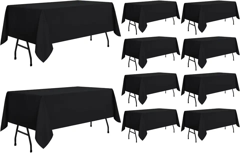 sancua 10 Pack Black Rectangle Tablecloth, 60 x 84 Inch for 4ft Tables