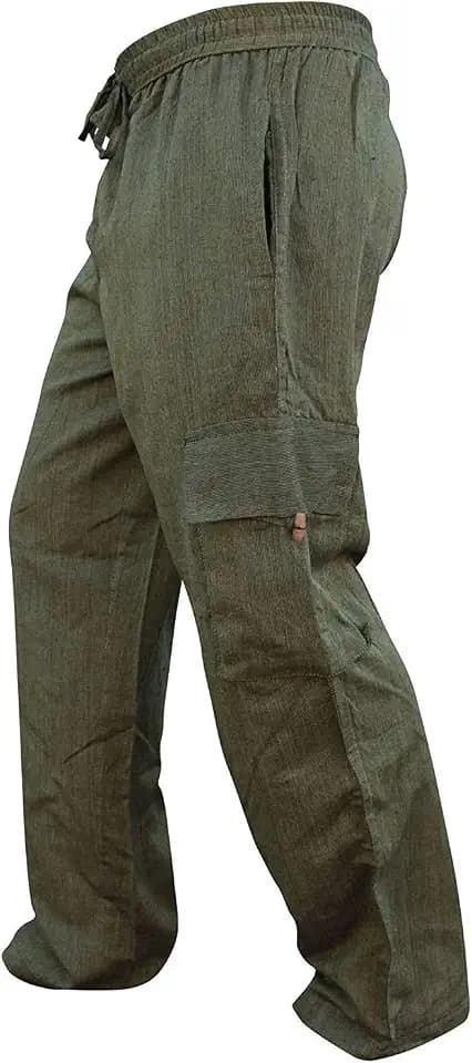 SHOPOHOLIC FASHION Herren-Hippie-Hose im Boho-Stil aus Leichter Baumwolle mit Seitentasche