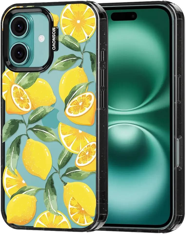 MOSNOVO for iPhone 16 Case, Lemon, Black