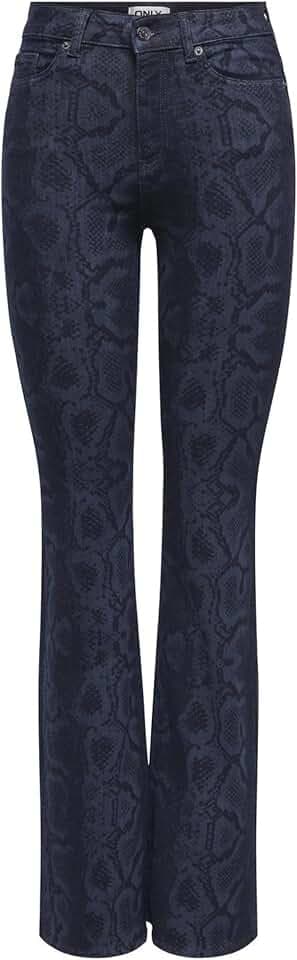ONLY Damen Onlpython Hw Flare Snake AOP DNM Azg Onlpython Hw Flare Snake AOP DNM Azg