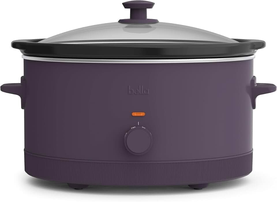 bella 6qt Manual Non-Toxic, Slow Cooker with Cord Storage, Plum