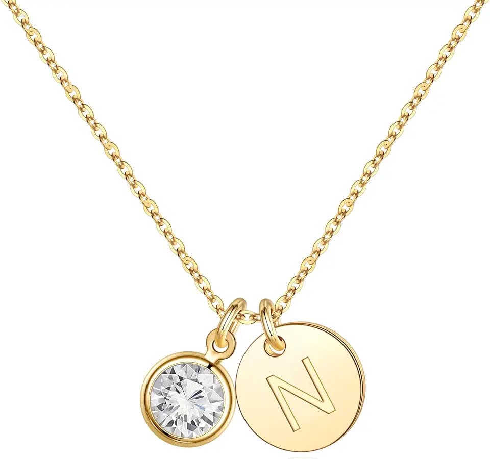 Hidepoo Initial Birthstone Necklace for Girls Women - Personalized Gifts