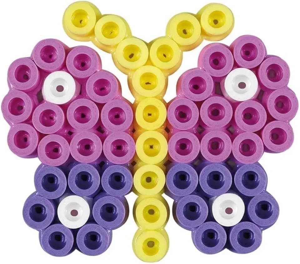 Hama Perlen 8980 Kleines Set Schmetterling mit ca. 100 bunten Maxi Bügelperlen mit Durchmesser 10 mm, Stiftplatte, inkl. Bügelpapier, kreativer Bastelspaß für Groß und Klein