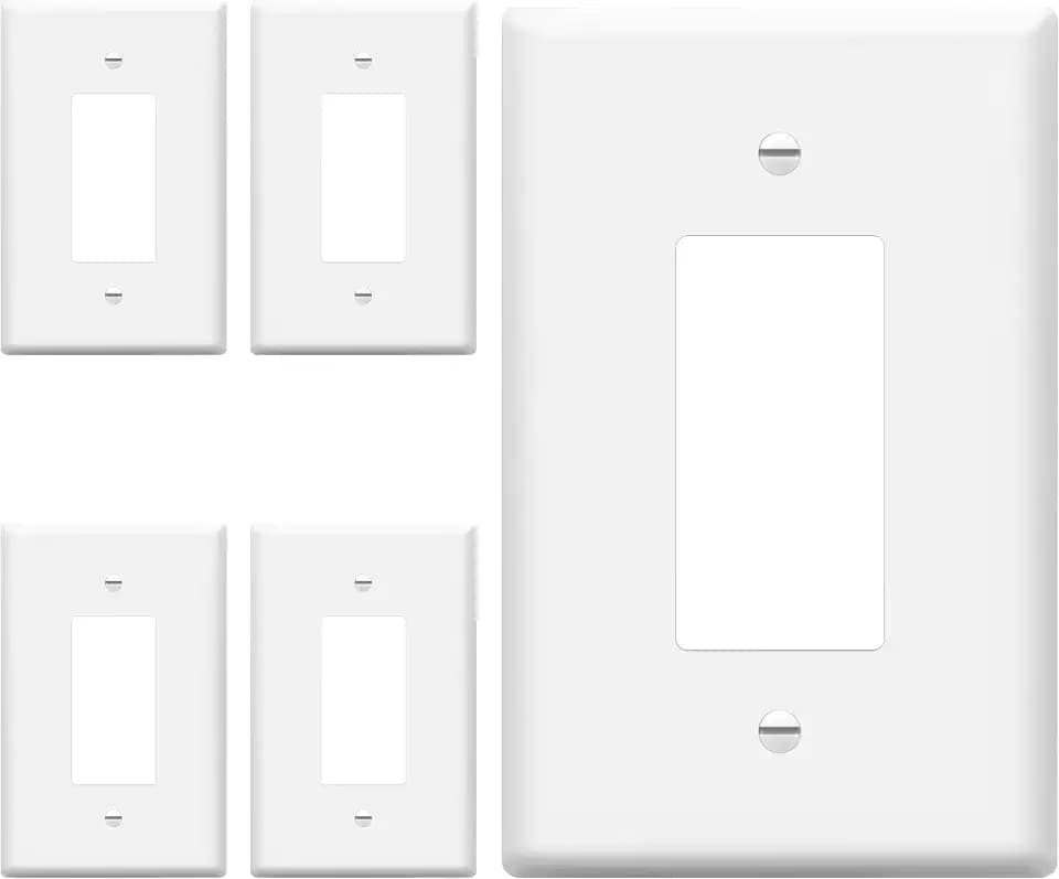 ENERLITES 1-Gang White Oversize Decorator Switch Outlet Wall Plate, 5 Pack