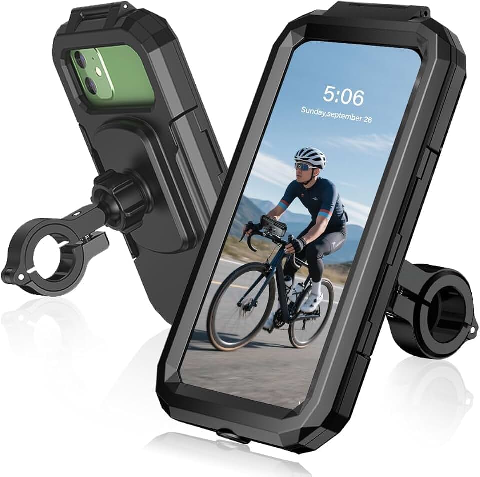 Motorrad Handyhalterung Wasserdicht Handy Halterung Fahrrad Universal 360° Drehbaren Anti-Vibration Motorrad Scooter Handyhalter Fahrrad Lenker für 5.5-6.8''
