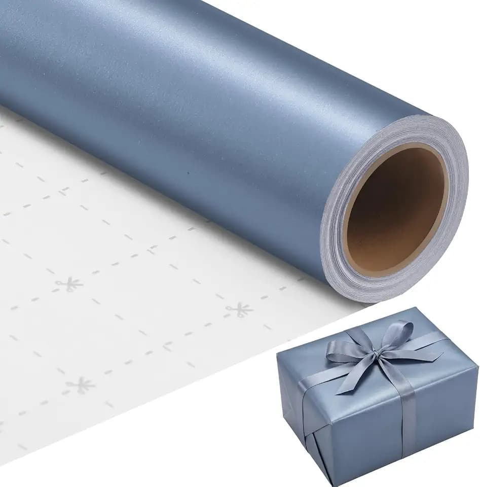 woric Blue Wrapping Paper Roll 17 In X 33 Ft Gray Blue Birthday Gift Wrap