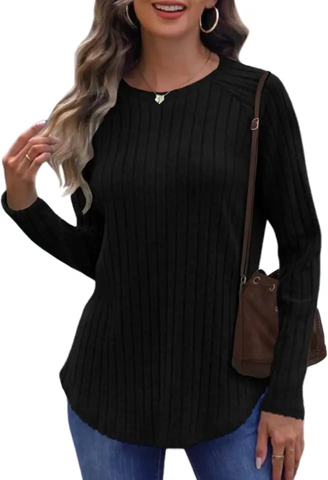 Cuptacc Pullover Damen Rundhals Elegant Langarmshirt Herbst Sweater Casual