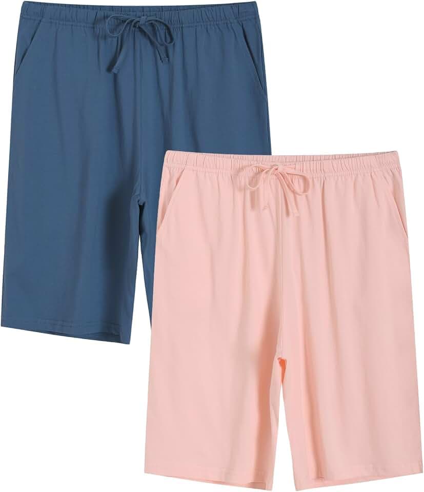 Latuza Women's Knee Length Pajama Shorts Cotton Knit Bermuda Sleep Shorts