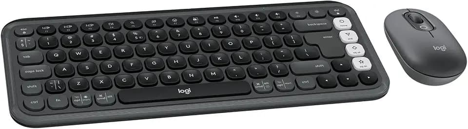 Logitech POP ICON Wireless Keyboard and Mouse Combo - Graphite White