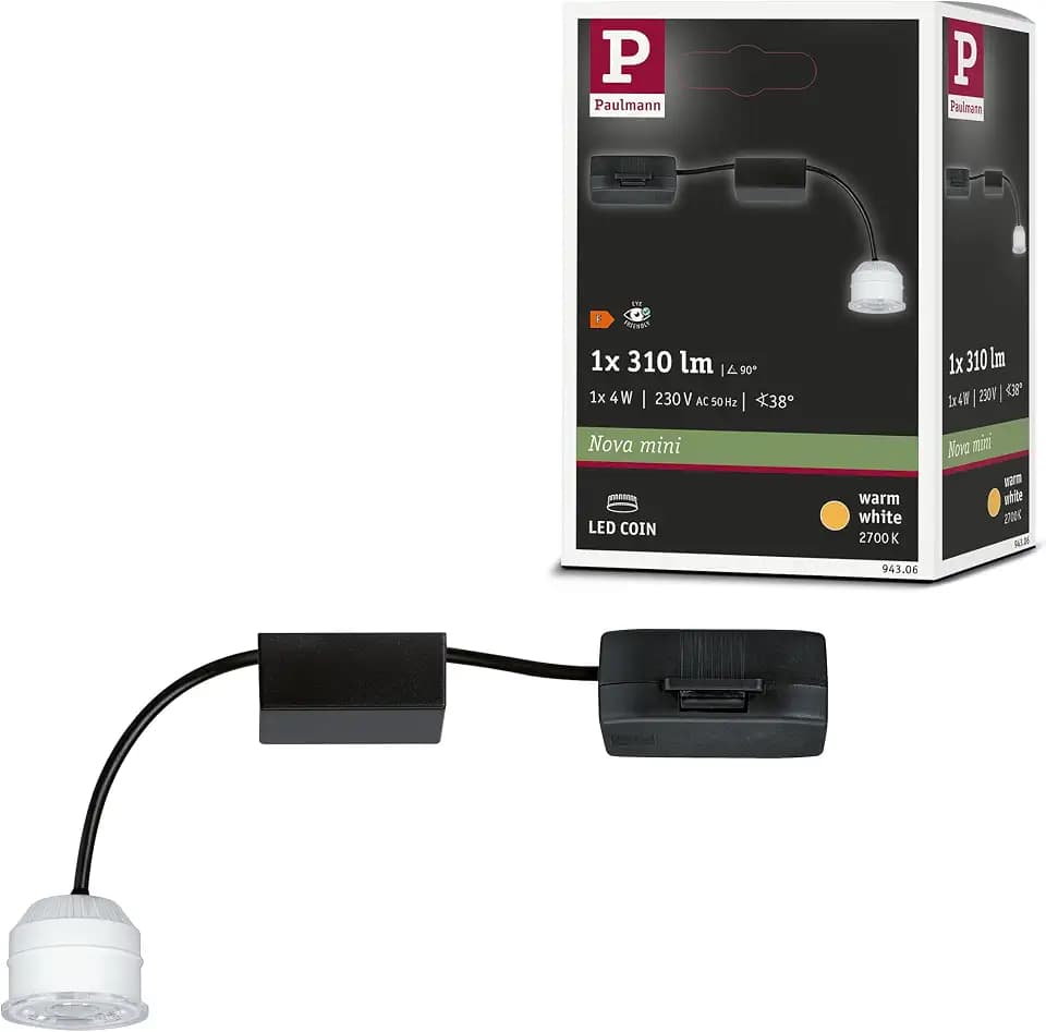 Paulmann 94306 Nova Mini LED Einbauleuchte Coin rund 1x4W Deckeneinbaustrahler Klar Einbaulampe Warmweiß 2700K