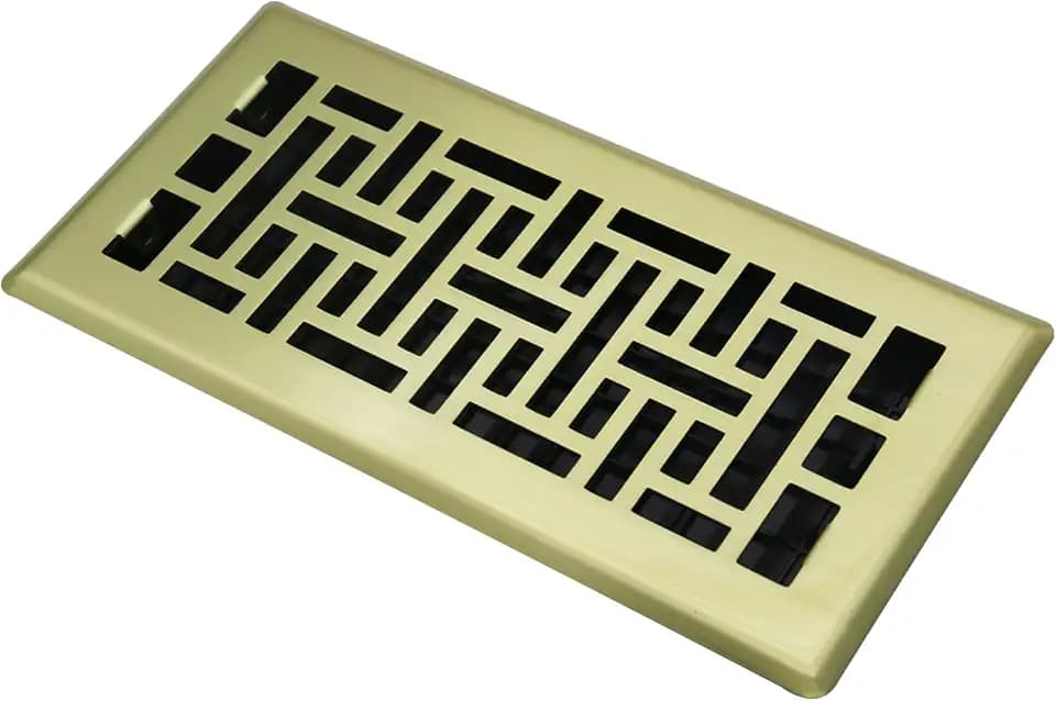 4x12 Inch Brushed Gold Floor Register Vent Cover, Decorative Basketweave