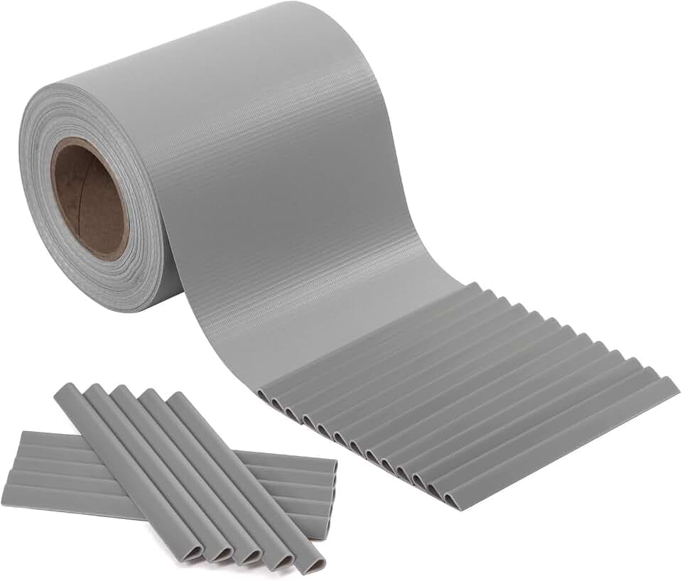 SONGMICS PVC Sichtschutzstreifen, Zaunfolie 40 m x 19 cm, extra dick und Blickdicht, mit 25 x Befestigungsclips, hellgrau GPJ040Q