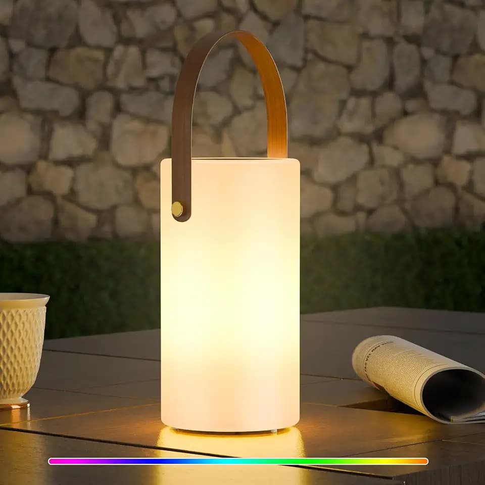 uuffoo Solar Table Lamp Outdoor Lantern 2 in 1 Rechargeable Waterproof