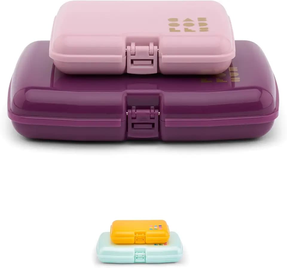 Caboodles Care Pack + Lil Bit Set, Pink & Violet, Travel Organizers for Makeup, Snap-Tight Latch for Mess-Free Travel, Compact Size