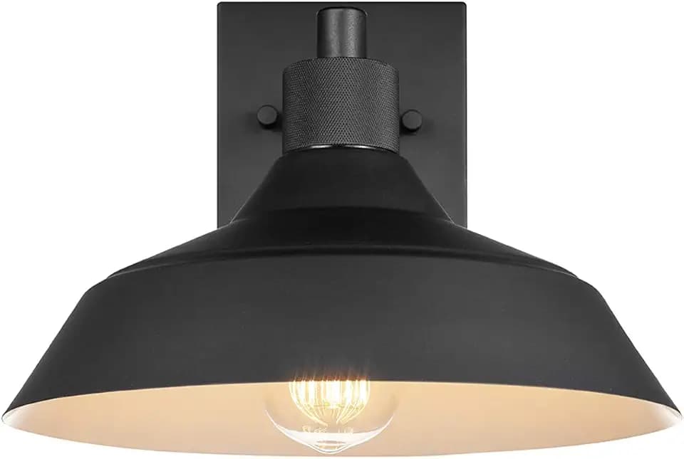 Globe Electric Modern Farmhouse Wall Sconce, Matte Black, 12 x 11 x 9 inches, Indoor/Outdoor, Kitchen, Porch Decor, 60W Bulb
