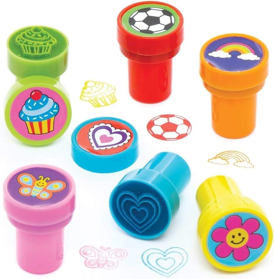 Baker Ross Bunte selbstfärbende Stempel (10 Stück) – perfekt für Kinder zum Basteln und Gestalten