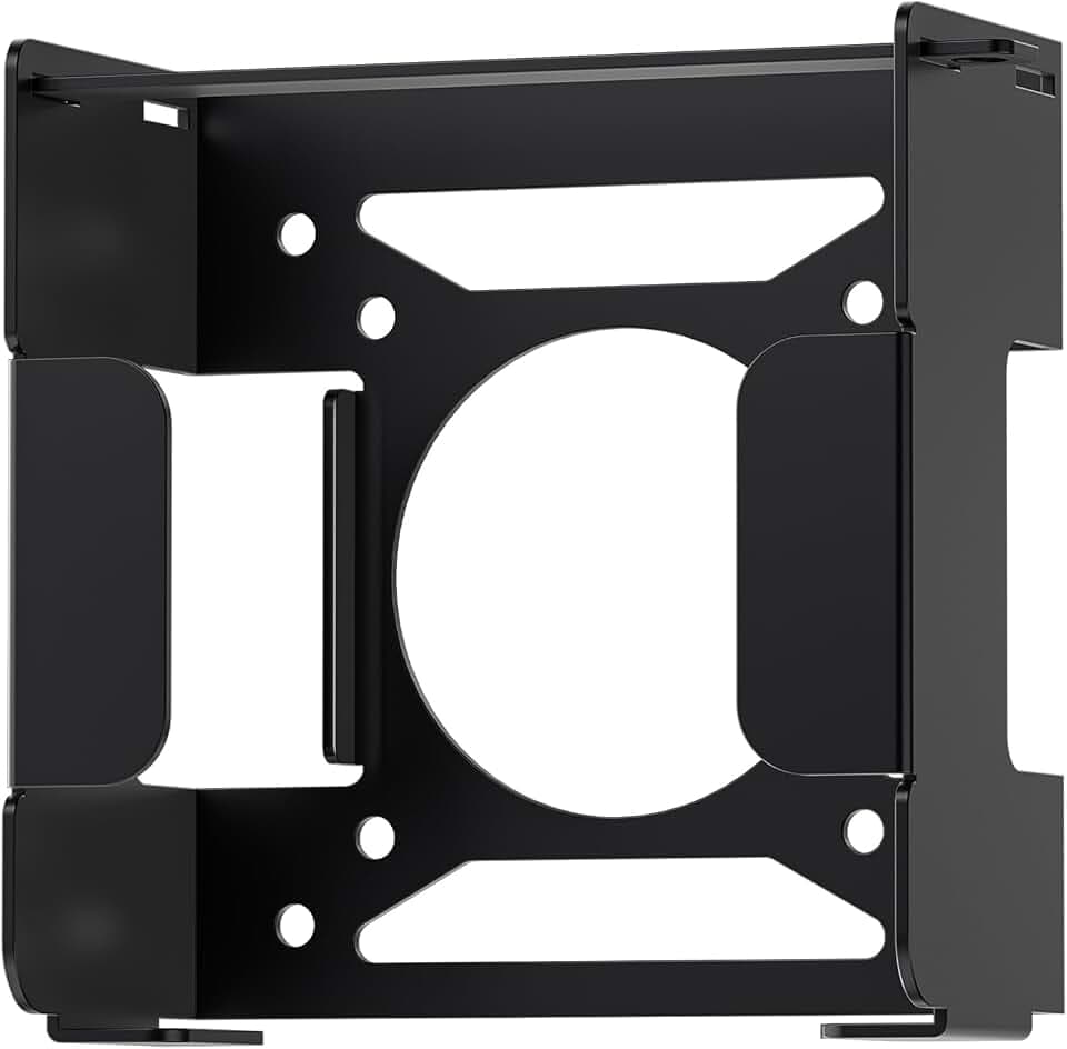 Fasgear Aluminiummetall VESA Halterung für Mac-mini M4 /Pro 2024,Halterung Unter Schreibtisch/Wandhalterung/Monitorhalterung mit Diebstahlsicherung,für Office Home(Schwarz)