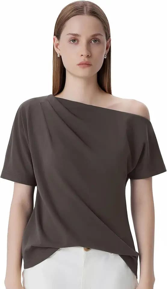 SUUKSESS Women Off the Shoulder Tops Short Sleeve Trendy Going Out Shirts