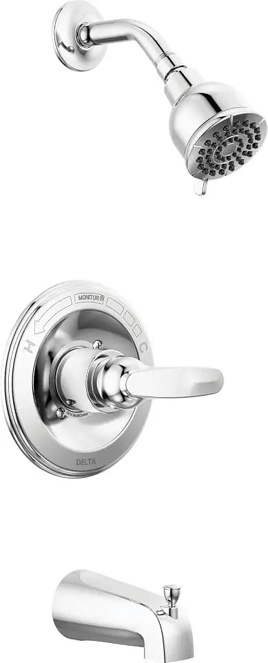 Delta Foundations 13 Series 2-Spray Bathtub and Shower Faucet Set, Chrome Shower Head and Handle Set, Valve Trim Kit, Chrome BT13410 (Valve Not Included)
