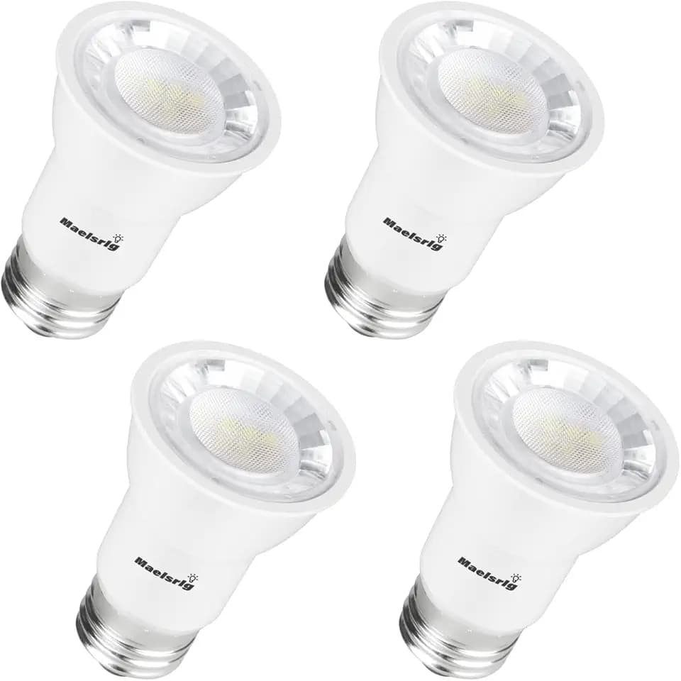 Maelsrlg PAR16 LED Long Neck Recessed Spotlight Bulb, 6W(60W-75W Equivalent) Dimmable, 600 Lumens, 40° Beam Angle, Track Light Bulbs Daylight 5000K, E26 Medium Base, Pack of 4