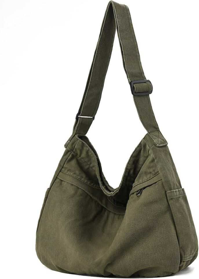 Canvas Hobo Crossbody Tote Bag for Women & Men Large Messenger Bag
