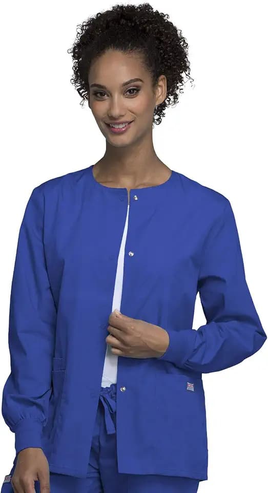 Cherokee WW Originals Scrubs Jacket for Women Snap Front 3 Pockets