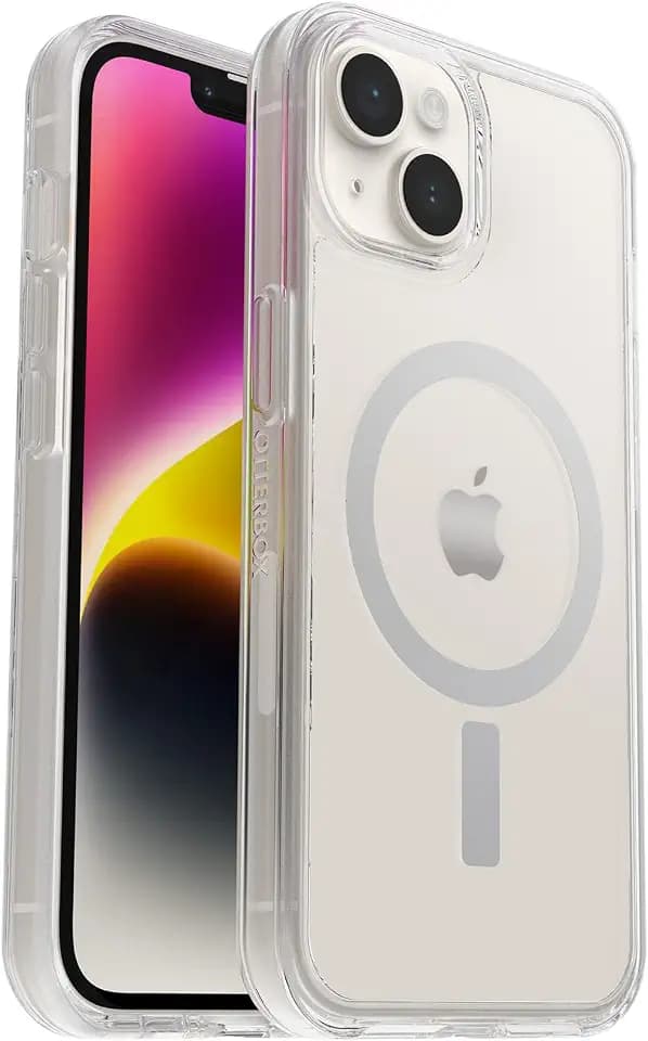 OtterBox iPhone 14 & iPhone 13 Symmetry Series+ Case - CLEAR , ultra-sleek, snaps to MagSafe, raised edges protect camera & screen