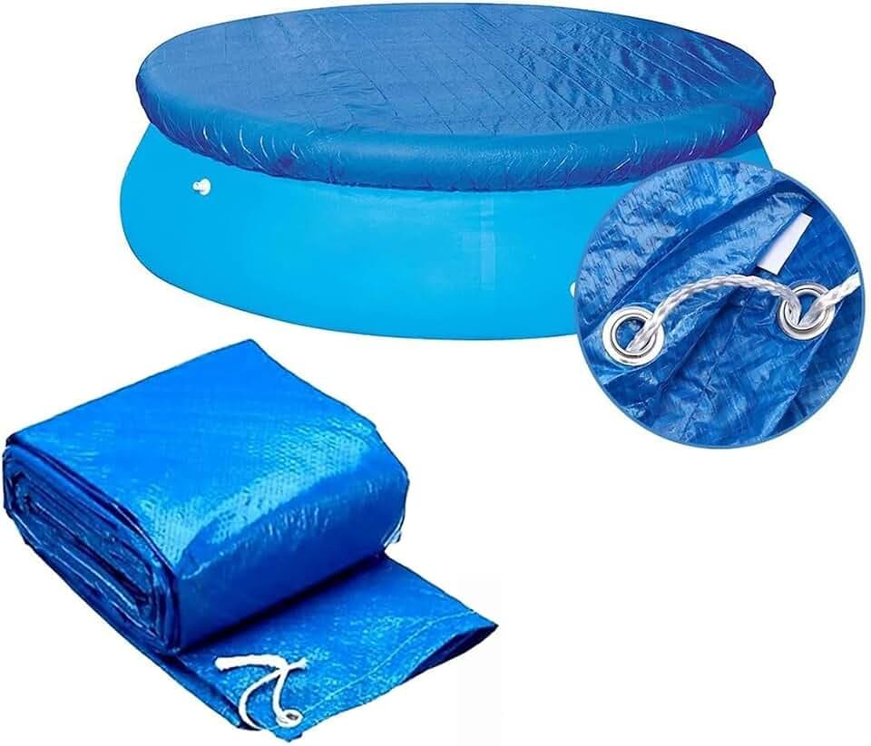 Poolabdeckung Rund, Ynzeyx Abdeckungen für Aufstellpools, Pool Cover Staubschutz für 183cm/6ft Aufblasbare Pools, Solarplane Solarabdeckung