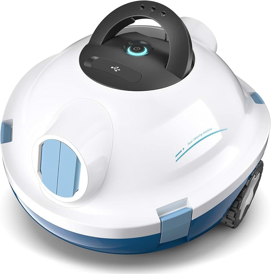 Poolroboter, kabelloser Poolsauger, Schnurloser Roboter-Poolreiniger, automatischer, leistungsstarker Poolsauger, 130 Minuten Laufzeit, selbstparkend, ideal für Flache Böden bis 110 m²(Weiß)